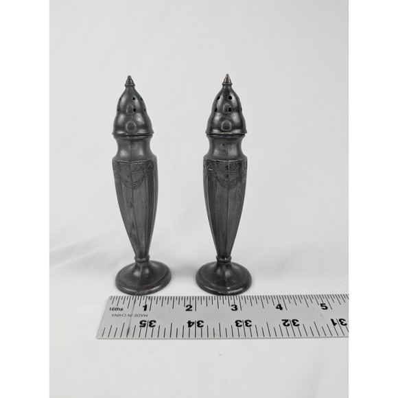 Vintage Astor by Poole Salt & Pepper Shakers Pewter Silver Plated Tableware USA - Picture 8 of 8